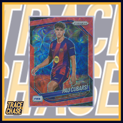 2025-26 Panini Prizm FIFA Soccer Pau Cubarsi Choice Red Prizm 23/88 #246 Barca