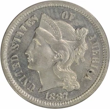 1887/6 Three Cent Nickel Choice Proof Uncertified