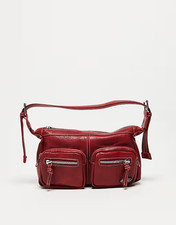 Womens - Red pocket detail shoulder handbag - Christmas Gift