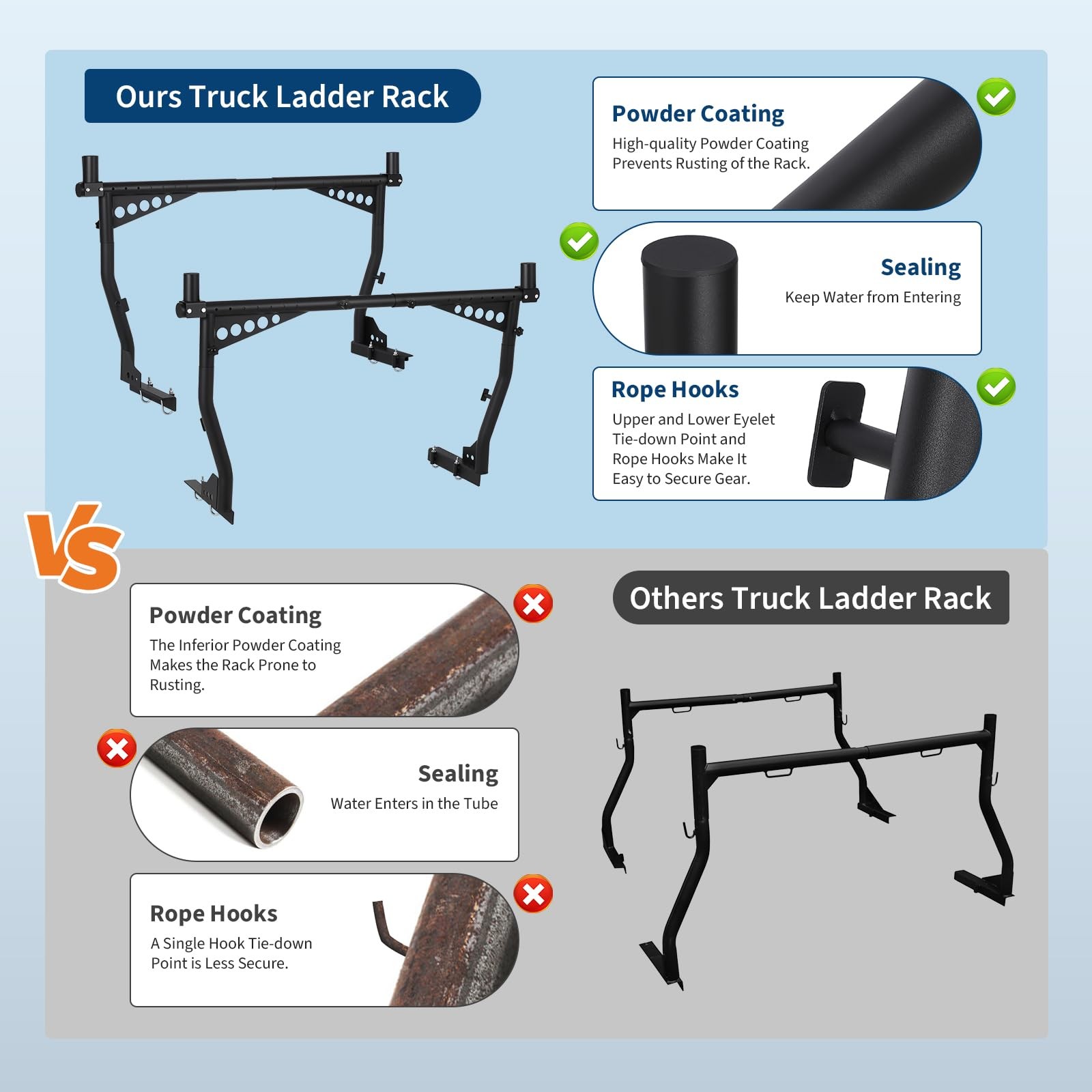 Universal Adjustable Pick up Truck Bed Ladder Rack Carrier Lumber Kayak 1000lbs