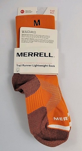 Merrell Trail Runner Orange Mid Crew Lightweight Sock Men 5-8.5/Women 5-9.5 NEW - Afbeelding 1 van 5