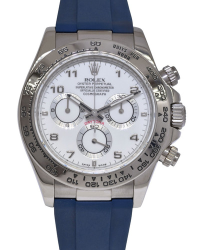 Rolex Daytona Chronograph 18k White Gold White Arabic Dial 40mm Watch D 116519