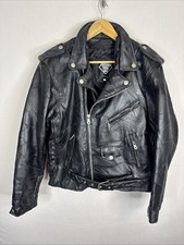 Diamond Plate Motorcycle Jacket Mens L Buffalo Leather Vintage