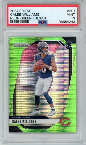 2024 Panini Prizm - Neon Green Pulsar - Caleb Williams Rookie PSA 9