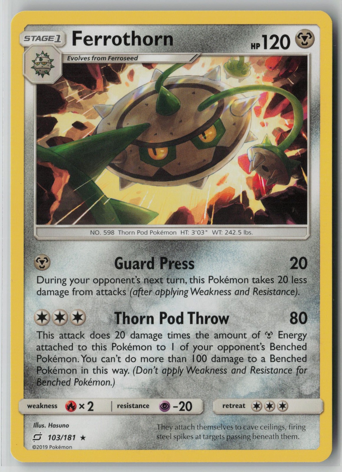 Ferrothorn 103/181 Pokemon Team Up Rare Near Mint