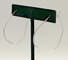 VTG Silver Tone Geometric Statement Hoops Earrings 2" Tall NOS