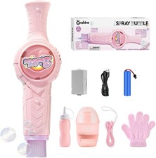Fog Bubble Machine, Magic Smoke Bubble Wand for Kids, Pink Rechargeable