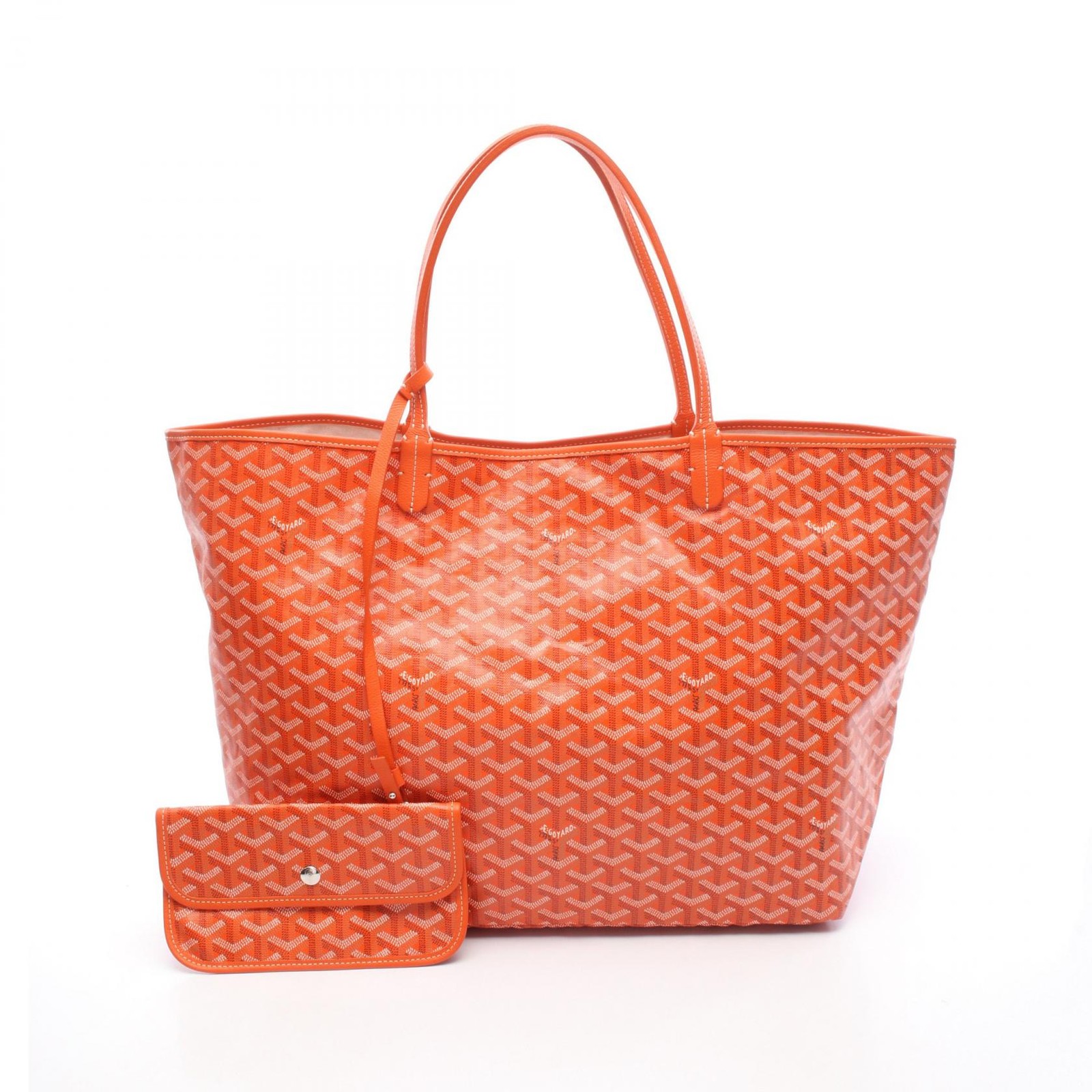 GOYARD Saint Louis GM Tote in Orange Beige Multicolor Canvas Leather Pre-Owned Women Bag