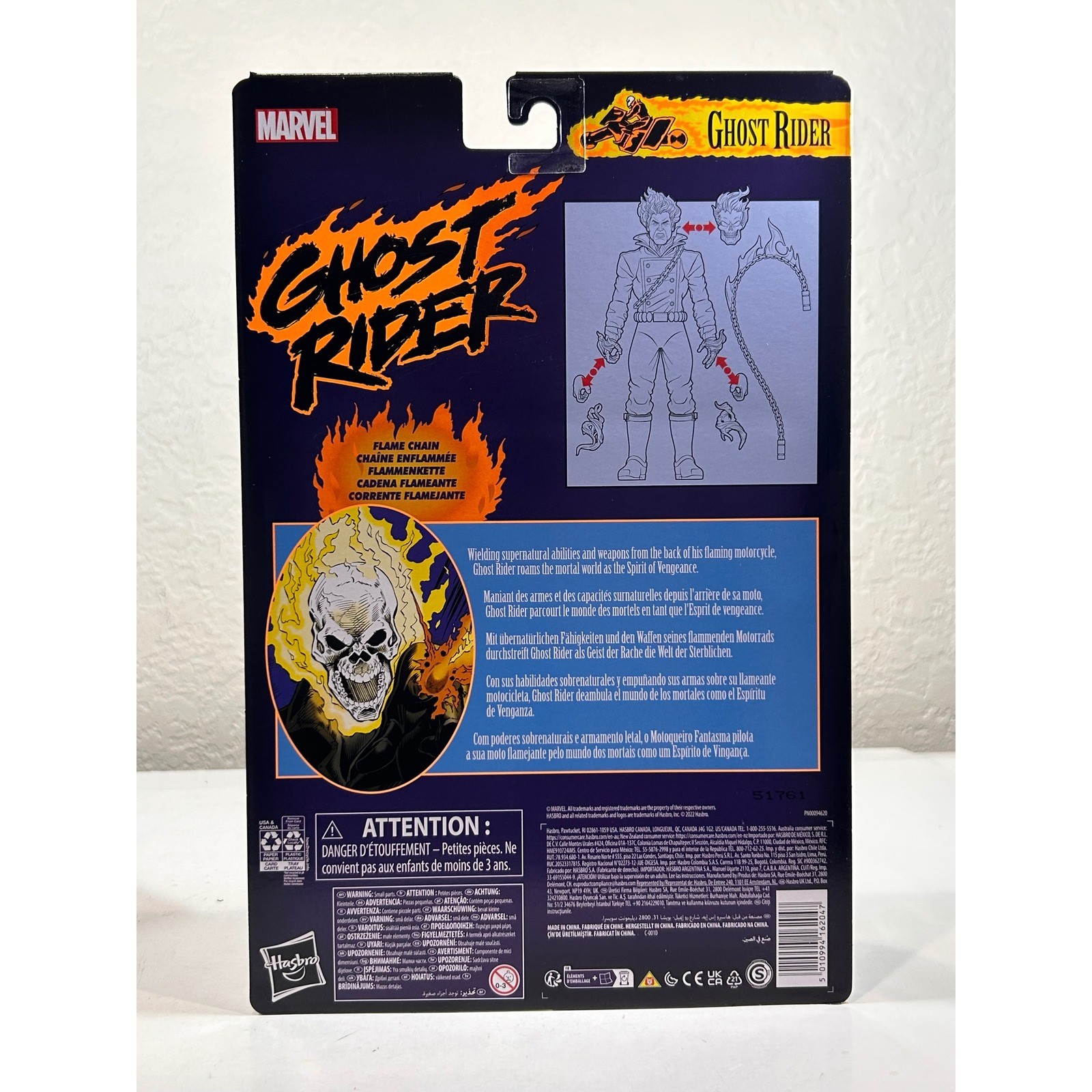 Marvel Comics Ghost Rider Action Figure with Flame Chain & Alternate Head