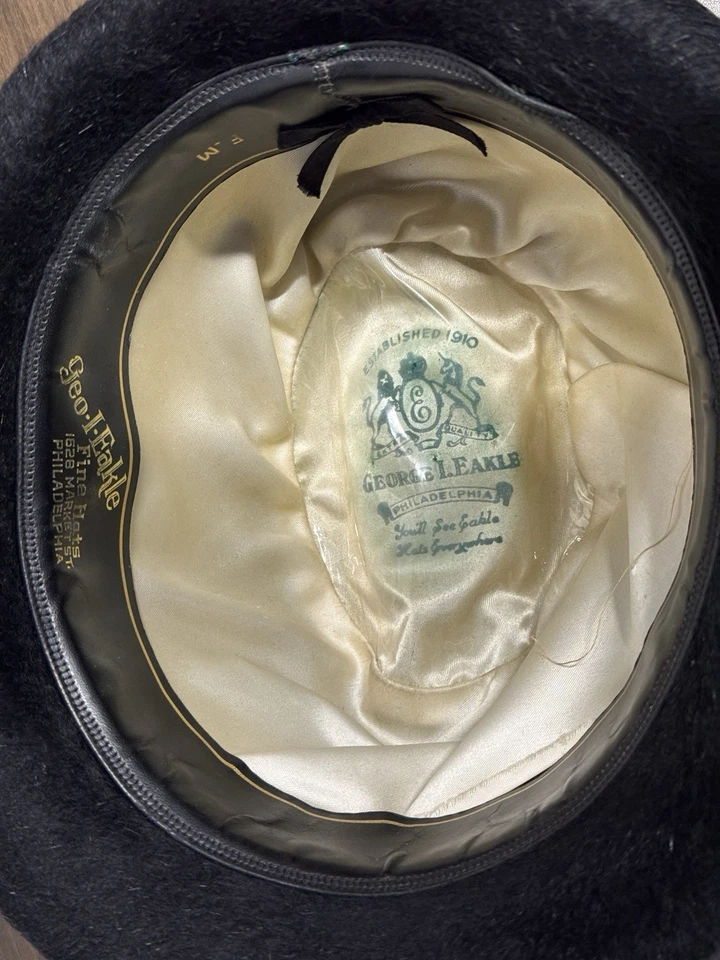 Vintage 1950s Long-Hair Beaver Fur Fedora by Geo. I. Eakle Hat 7 1/8 JT - Image 4 of 4