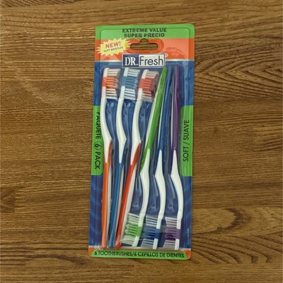 Dr. Fresh Soft Nylon Bristles Toothbrush 6 Pack Multicolor Unisex Adults