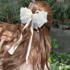 Sweet Bow Hair Clip Long Ribbon Bow Hairclip