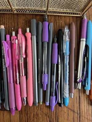 Gold Pen Holder Organizer INCLUDES Pens Various Pens Papermate Gelly Roll