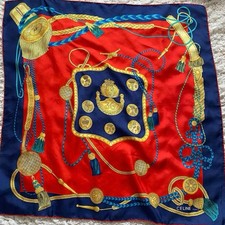 CELINE 100 Silk Large Scarf with Chain and Tassel Pattern