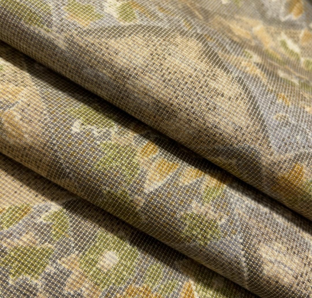 Kimono Small Pattern Lining Brown-Green Gray Pure… - image 3