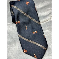 Smithsonian Institution Silk Poly Tie Musical Instruments Navy Blue 58x3 Vintage