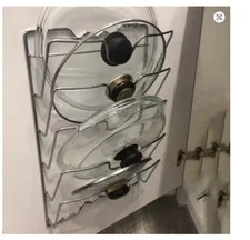 Kitchen Wall-Mount Organizer Rack 5-Layer Metal Pot Lid Storage Rust-Free