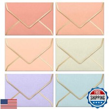 Invitation Envelopes, 30-Pack 4x6 Envelopes for Invitations, Gold Foil Border