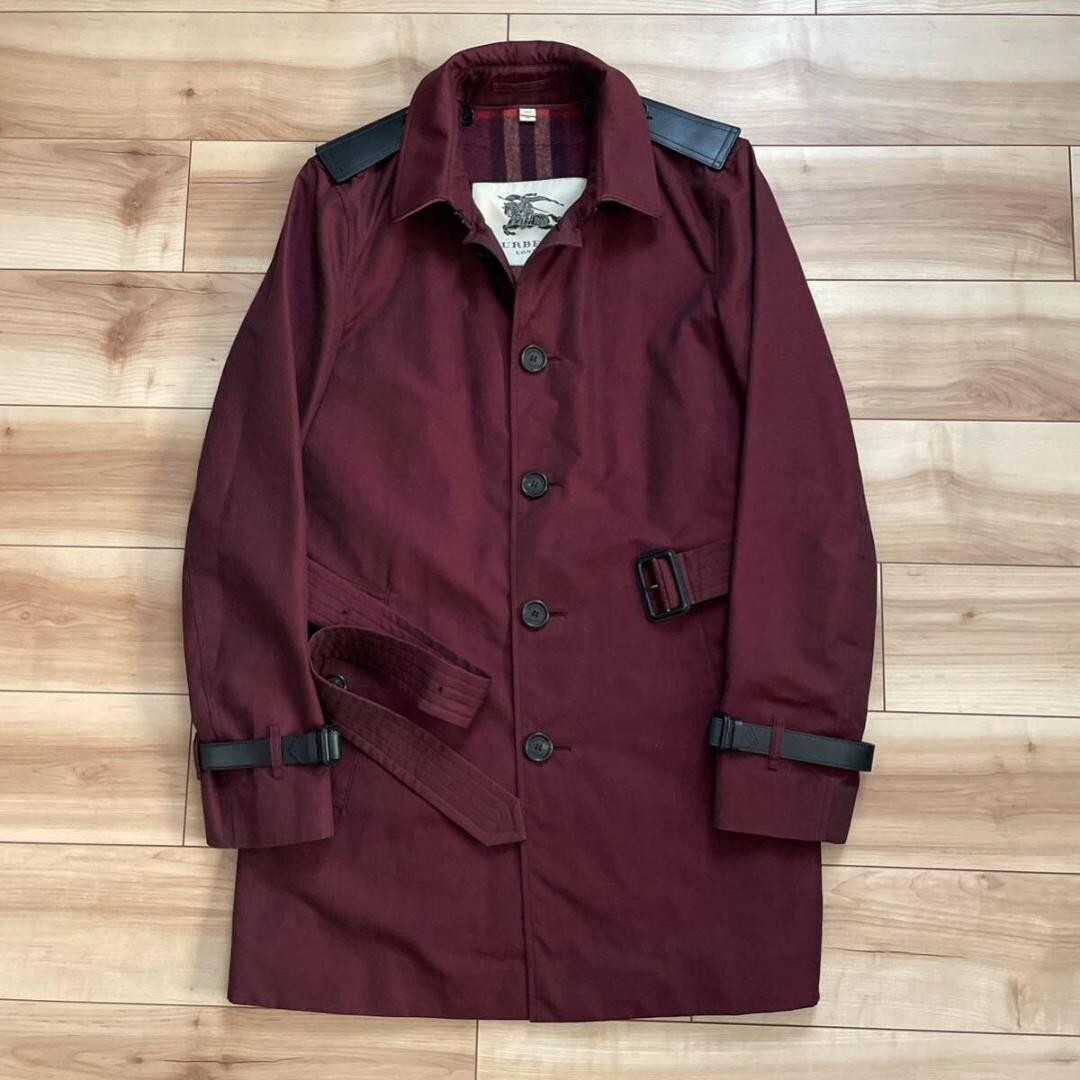 Burberry London single Trench coat Color Burgundy Men's 50