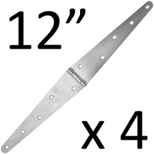 12" STRAP HINGE x 4 Large Long Backflap Tee T Door Gate Zinc Plated STRONG STEEL