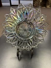 Vintage Federal Clear Iridescent Carnival Glass Star Petal 11 Cake Plate Serving