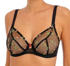 Freya Rose Blossom Plunge Bra Size 34D or 34DD Black 402402