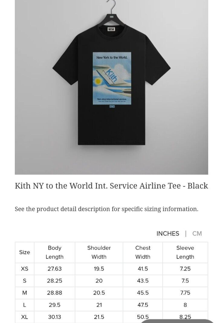 Kith NY to the World Int. Service Airline Tee MEDIUM (*New Kith NY to the World Int. Service Airline Tee MEDIUM (*New