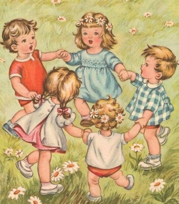 Vintage Ring Around the Rosies - 8x8 Craft and Quilt Cotton Fabric Block