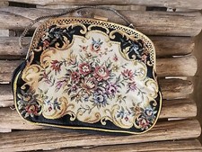 Vintage 1960s Needlepoint Tapestry Metal Frame Hand Bag