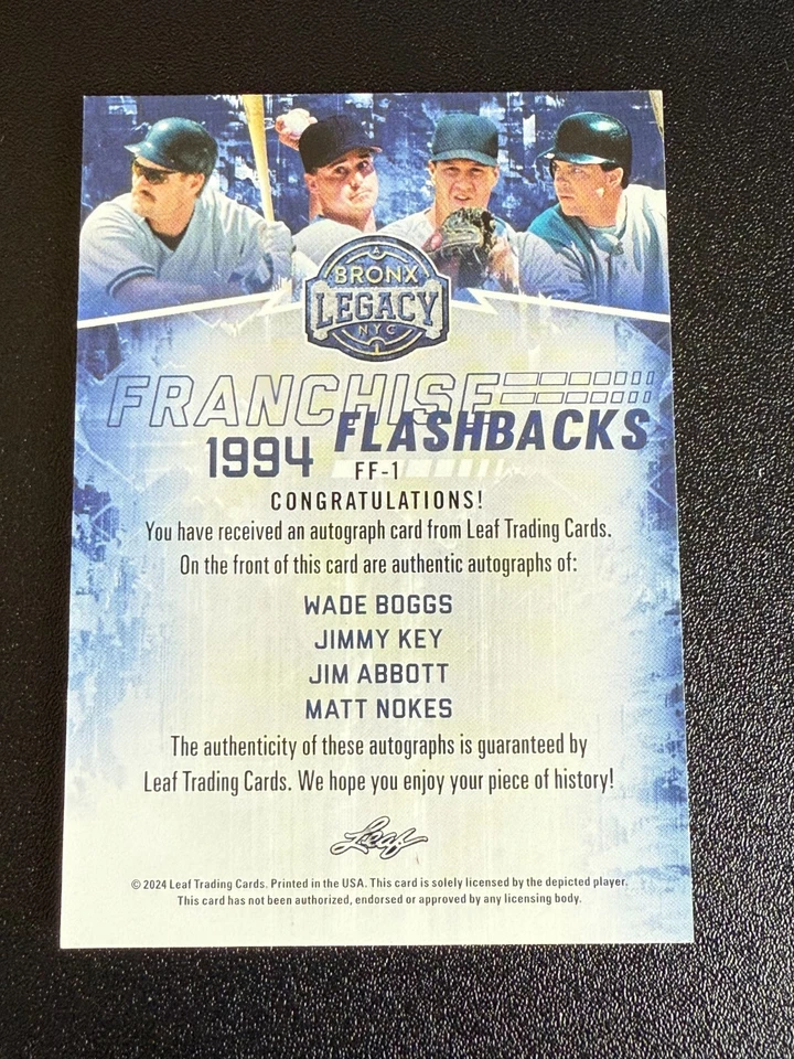 2024 Leaf a Bronx Legacy - Franchise Flashback Boggs, Key, Abbott, Nokes 2/6 - Image 2 of 2