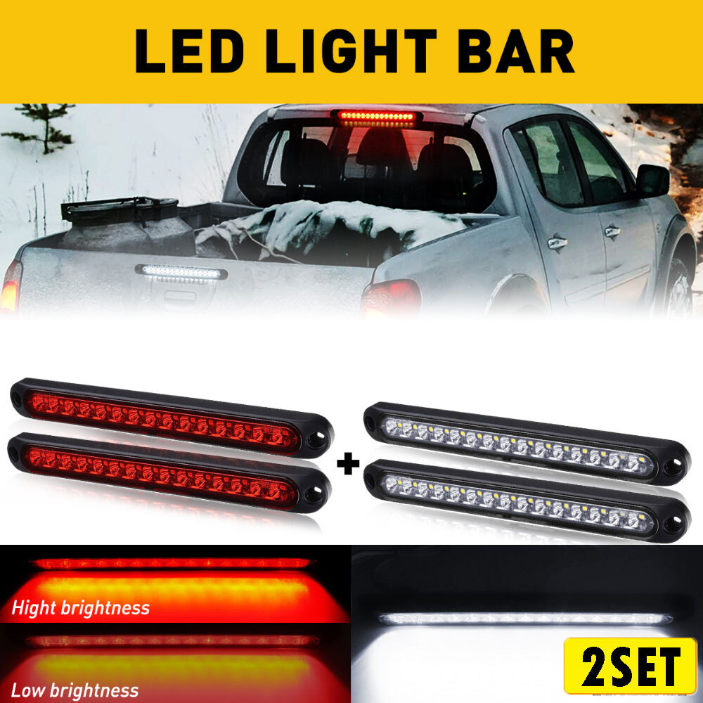 8x 15 LED Truck Trailer UTV Reverse Backup Tail Light Bar Side Marker White Red