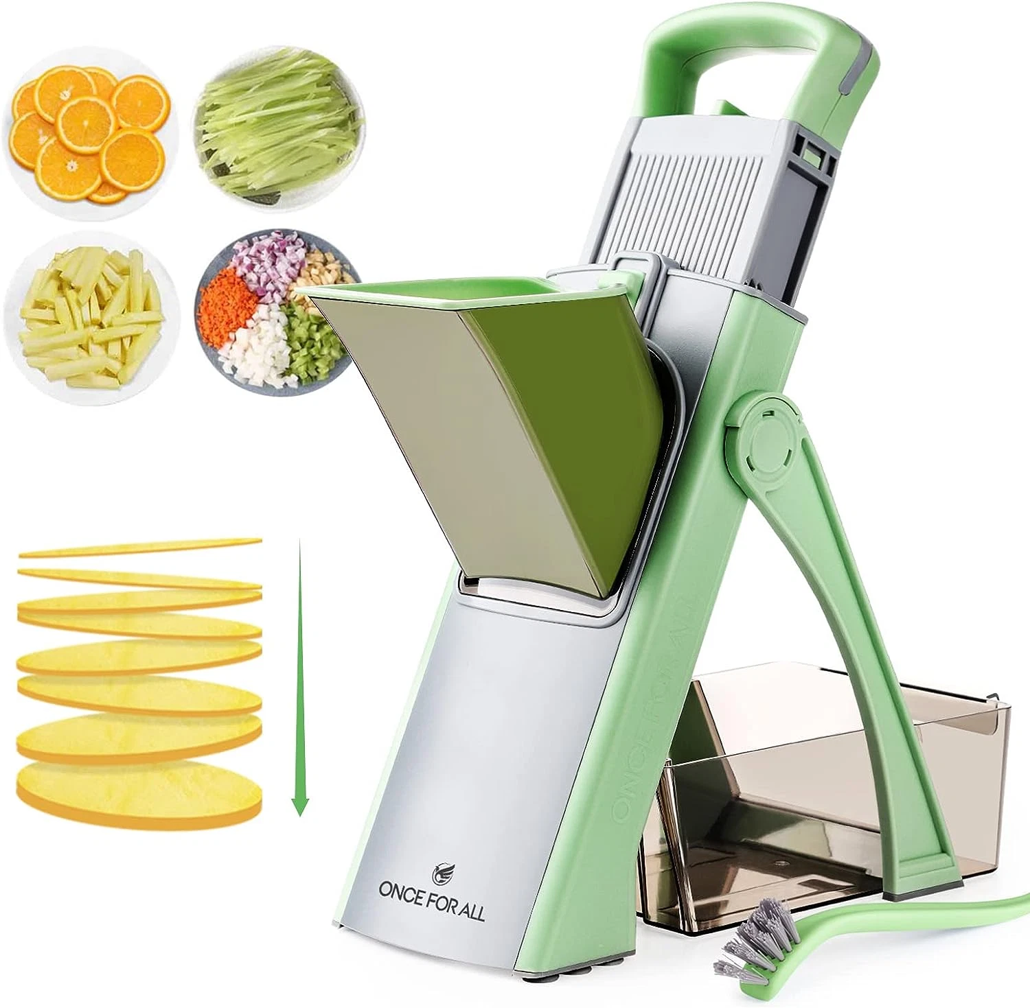 Safe Mandoline Slicer Adjustable Vegetable Food Chopper Detachable Blade Green