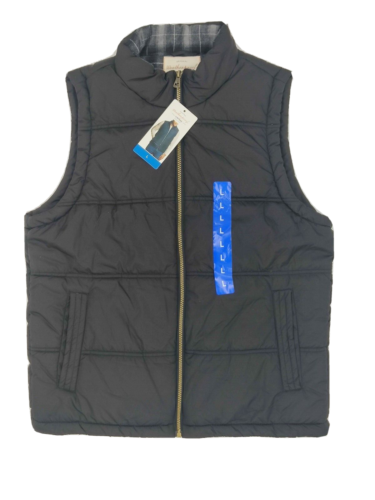 Weatherproof Vintage Men's Flannel Lined Quilted Puffer Zip-front Vest (Black L) - Picture 1 of 17