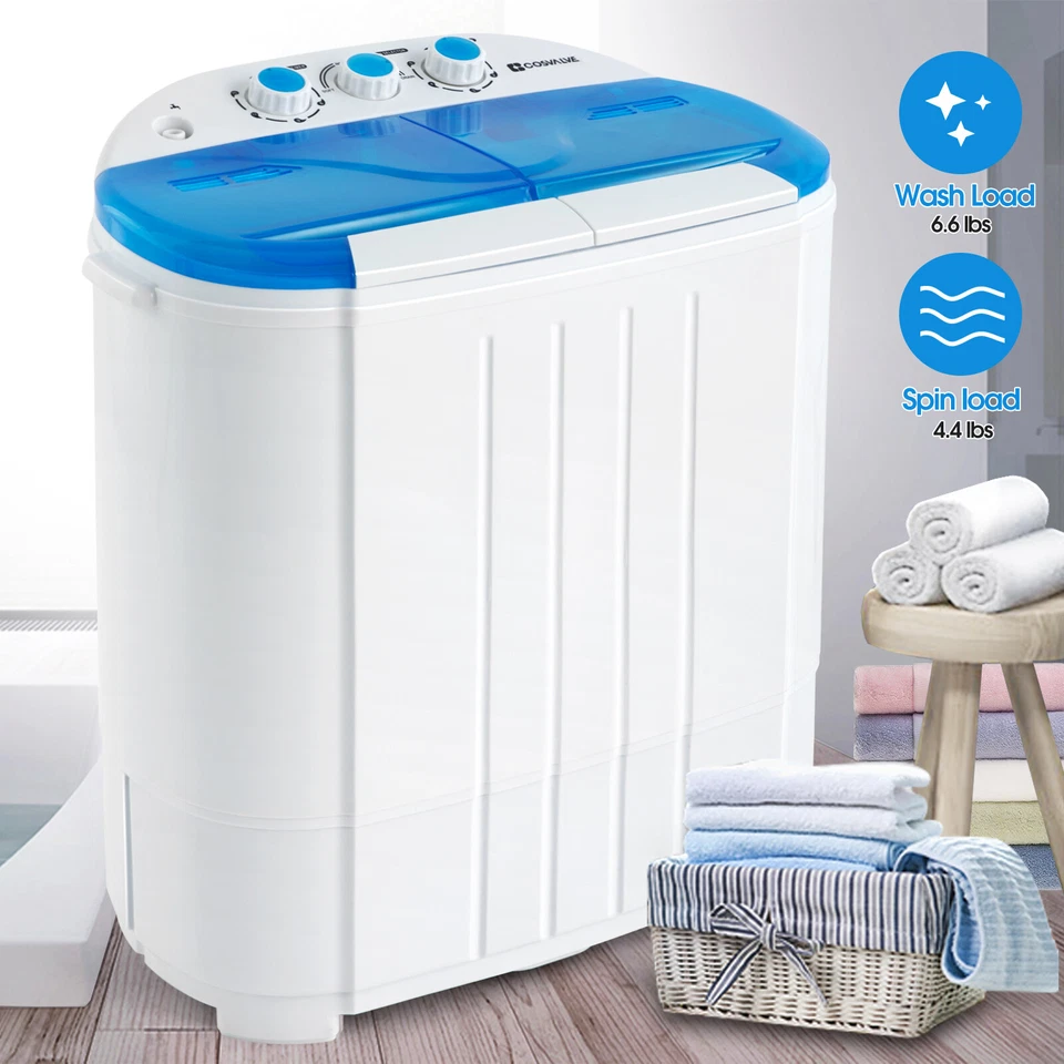 Portable Washing Machine Mini 5kg Twin Tub Dorm Compact Dryer Laundry Washer - Image 4 of 4