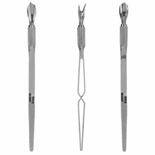 ACRYLIC NAIL PINCHER Multifunction  Cuticle Pusher Tweezer Satin/Silver
