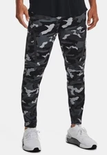 Under Armour Elite Cargo Pants Men's 2XL Grey Black Camo Stretch Storm Joggers