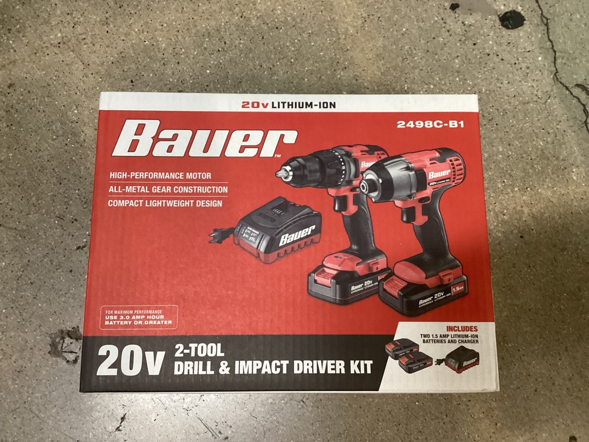 Tool Combo Kit 20v Bauer Drill Bauer 20 Volt Cordless Drill 20V
