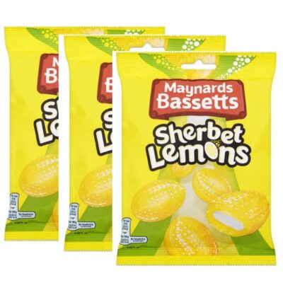 Bassetts Sherbet Lemon Hard Candy Pack of 3 192g Zesty Refreshing Treats
