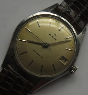 Zenith Automatic Bumper date mens wristwatch steel case screw back