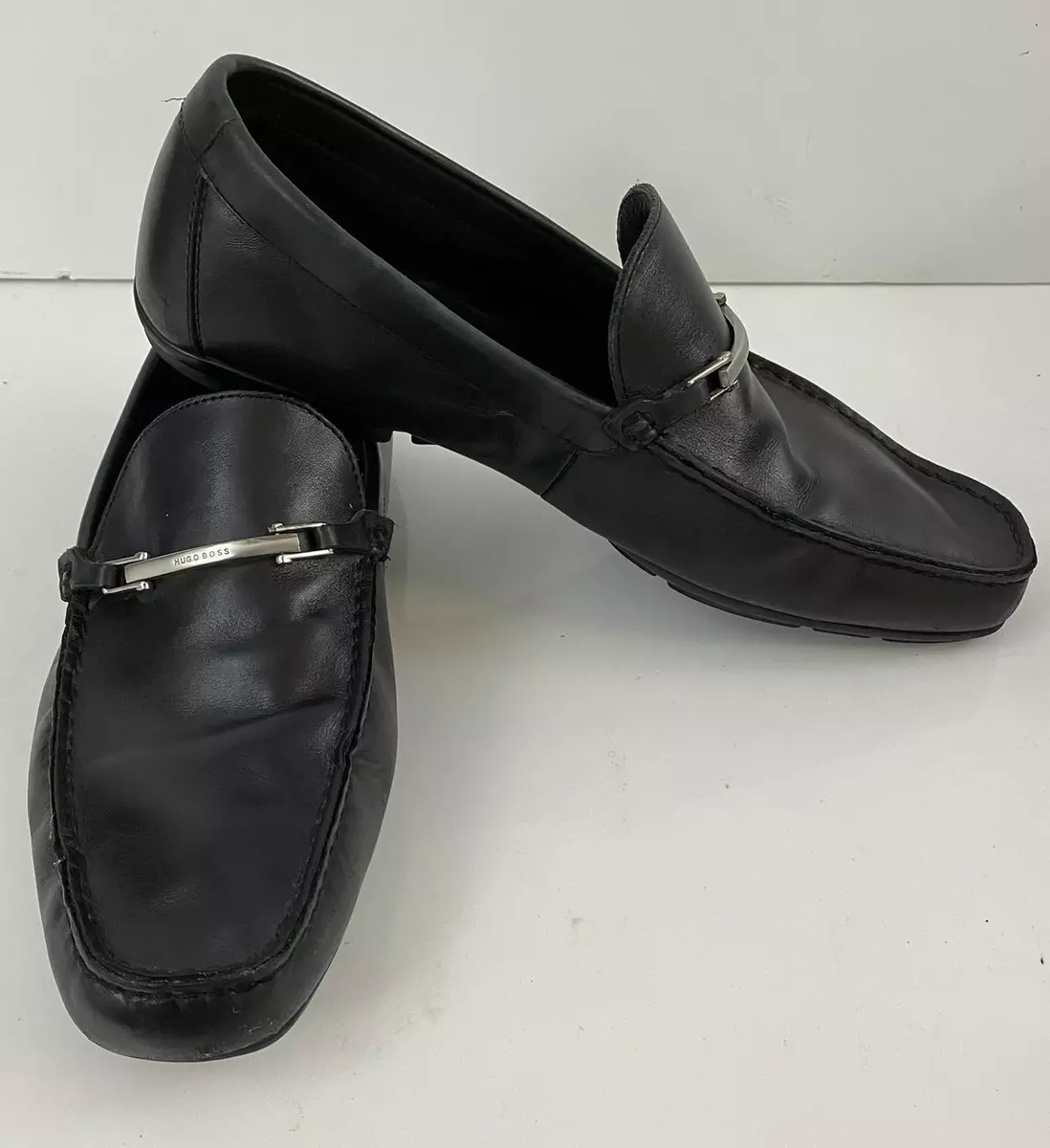 Hugo boss black loafers sale