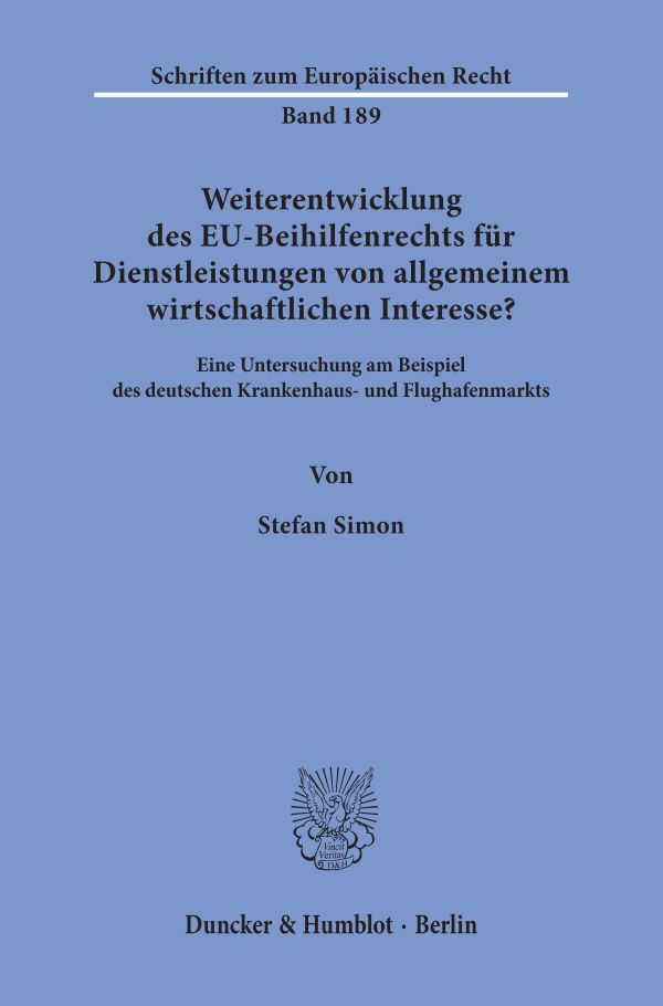 Thumbnail - Stefan Simon / Weiterentwicklung Des Eu-beihilfenrechts Für