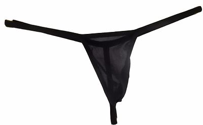 Men's Micro G String Thong  Back Choice SHEER BLACK made USA 1 day ship