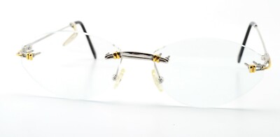VIDI VICI Brille Diva 5000 Titan Luxury Rimless Oval 22K Gold Silber 90s Germany