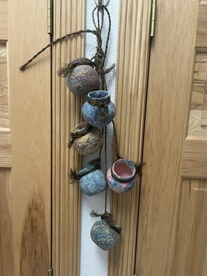 Handcrafted Rustic Hanging Clay Pot Wall Decor Boho Southwestern Art