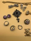 Vintage Lot of costume jewelry rings, pins, necklaces brooches etc.