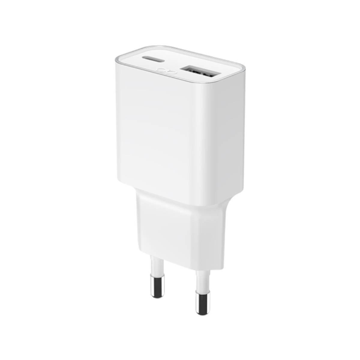 Chargeur secteur GaN 30W USB-A et USB-C Force Power blanc pour smartphone
