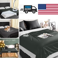 Queen Size Waterproof Blanket Black Stain Resistant Polyester Mattress Protector