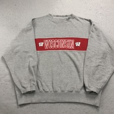 VINTAGE Wisconsin Badgers Sweatshirt Mens Large Gray Cadre Crewneck NCAA 90s