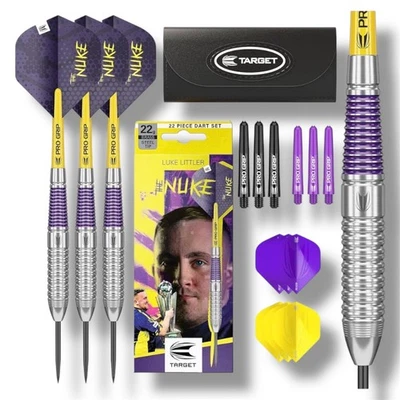 Dartpfeile Steeldarts Target Luke Littler The Nuke 22g Stahlspitze Messing Set