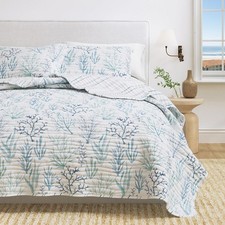 Coastal Quilt Set 3-Piece Full/Queen Size Nautical Bedding Set Lightweight